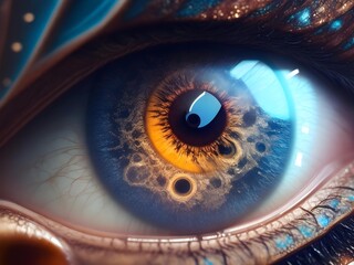 close up view of a eye.Striking AI-generated close-up of an eye, perfect for themes of vision, and...