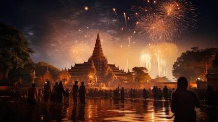 Thailand festival celebrating with night sky background.