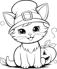HALLOWEEN CAT WITH PUMPKINS 15
