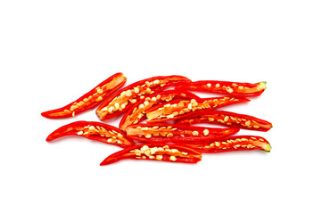 Red chili peppers on white background