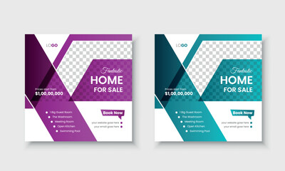 Real Estate Business Social media post design template vector image banner, ads, cover, for Facebook, Instagram, LinkedIn, and Twitter in square size.