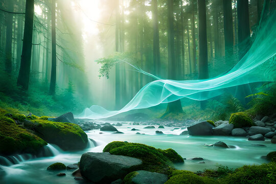 green planet concept - green tree in ptotecting shell with sunshine around