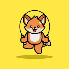 Cute cartoon fox character. Vector illustration in flat design style