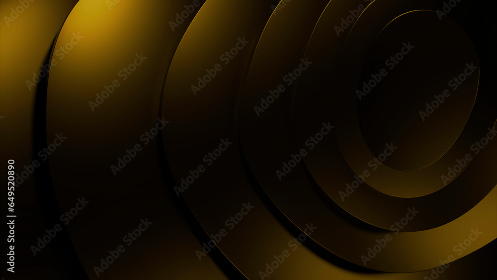 Poster yellow background made in computer graphics. design. small circles connected to each other rotating 