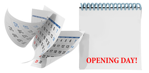 opening day wie are open calendar   - 3d rendering - obrazy, fototapety, plakaty