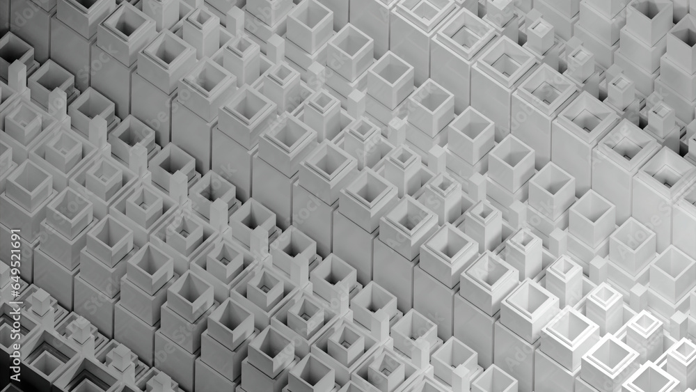 Poster square 3d columns move in mechanical waves. design. columns move in 3d waves up and down with effect