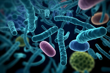 microscopic bacteria and lactobacillus