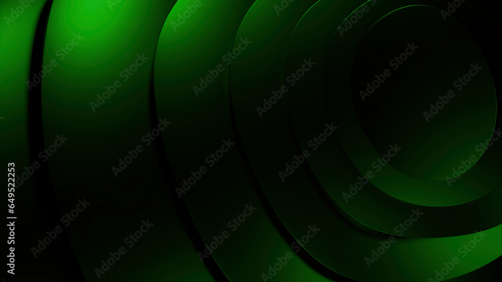 Poster green and turquoise background. design. circled ovals in ud format rotating in a circle.