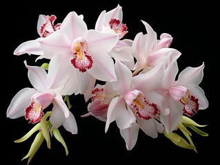 Orchids close up, Thai orchids.cymbidium hybrid orchid flower on black background