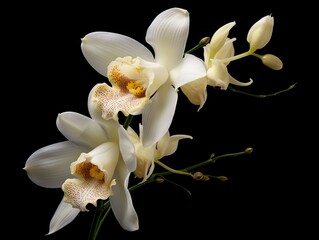 Fototapeta na wymiar Orchids close up, Thai orchids.cymbidium hybrid orchid flower on black background