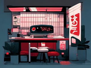Sushi restaurant illustration