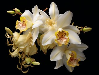 Orchids close up, Thai orchids.cymbidium hybrid orchid flower on black background