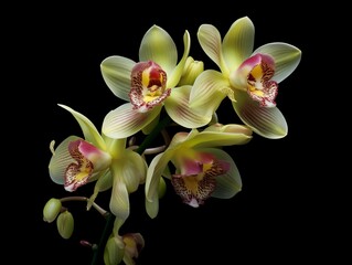 Orchids close up, Thai orchids.cymbidium hybrid orchid flower on black background