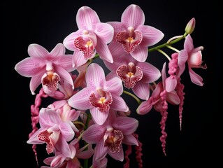 Orchids close up, Thai orchids.cymbidium hybrid orchid flower on black background
