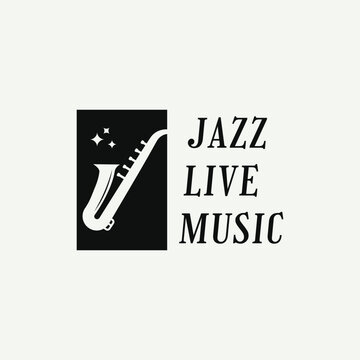 Jazz live music logo design with saxophone