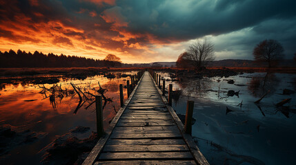 Obraz premium Serene Beauty of a Pier at Sunset Reflections in the Water