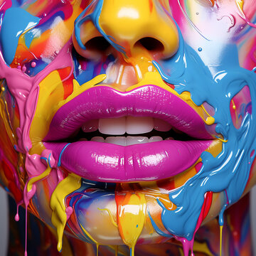 colorful lips illustrations. ai generative. 