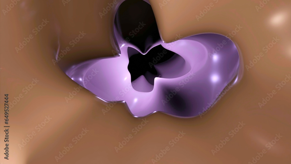 Poster 3d tunnel with moving liquid textures. design. abstract animation of moving tunnel with liquid. liqu