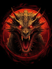 scary dragon vector  t shirt design for print design