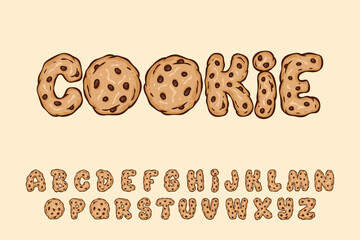 Obraz premium Alphabet Cookie Chocolate Chip Cartoon Vector