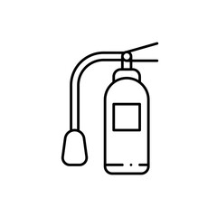 Fire extinguisher safety icon with black outline. safety, fire, extinguisher, emergency, protection, danger, flame. Vector illustration