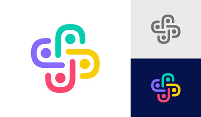 Community people, social community, abstract human family logo design