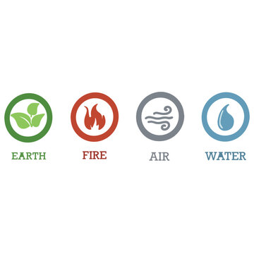Vector of 4 natural elements icons air fire earth and water nature concept illustration