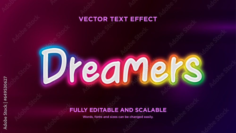 Wall mural Dreamers' Futuristic Rainbow Night: Vector Text Effect