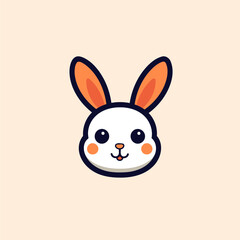 Fototapeta premium Cute bunny icon, vector illustration. Flat design style, modern logotype concept.