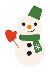 雪だるま・スノーマンの手書きベクターイラスト／クリスマス