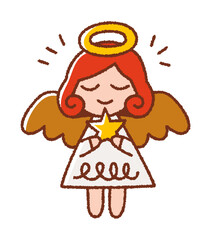 天使の手書き線画ベクターイラスト／クリスマス
