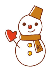 雪だるま・スノーマンの手書き線画ベクターイラスト／クリスマス