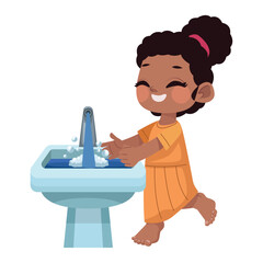 kid washing hands in washroom