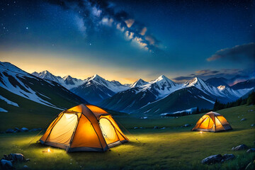 Camping near the Snow Mountain