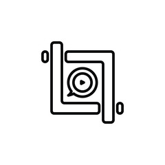 Video crop, outline icon. Vector illustration. Isolated icon is suitable for web, infographics, interfaces, and apps.