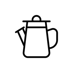 Water can farming icon with black outline. can, gardening, water, garden, plant, care, growth. Vector illustration