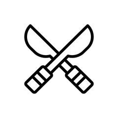 Scissors farming icon with black outline. cut, tool, isolated, design, symbol, tailor, scissor. Vector illustration