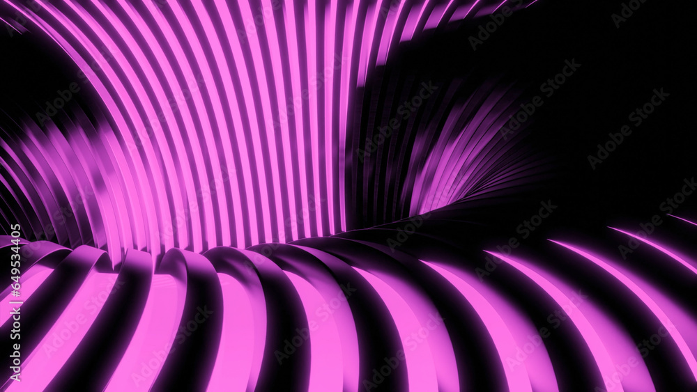 Poster 3d animation with moving stream of lines into hole. design. 3d lines move in ceiling of tunnel going