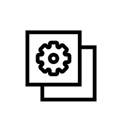 Maintenance project management icon with black outline. maintenance, service, technology, repair, work, support, symbol. Vector illustration