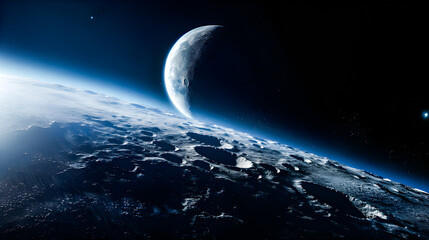 Fototapeta na wymiar Close-up of the Moon looking towards the Earth. 