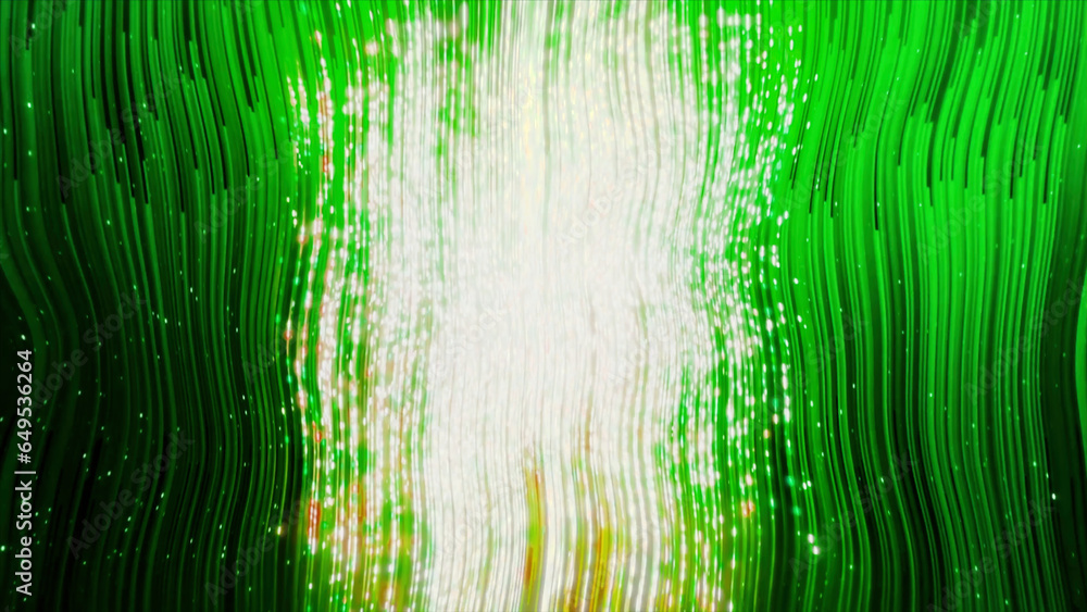 Poster gray and green background of stripes. motion. bright light thin strips made in 3d format that flicke