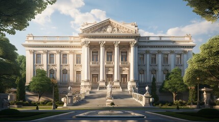 a detailed architectural masterpiece featuring the graceful details and classical beauty of Neoclassical buildings, creating a captivating and culturally rich work of art - obrazy, fototapety, plakaty