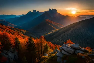 Papier Peint photo Tatras sunrise in the mountains