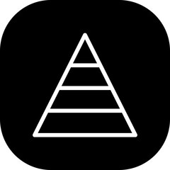 Pyramid graph project management icon with black filled line outline. diagram, graph, element, chart, presentation, template, pyramid. Vector illustration