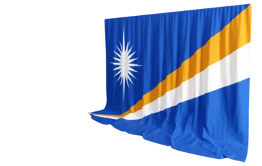 Fotobehang Marshall Islands Flag Curtain in 3D Rendering Embracing the Marshall Islands' Rich Heritage © katarsis stock