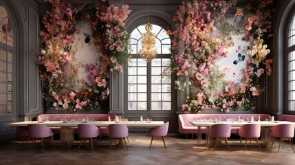 Fototapeta na wymiar a seamless integration of edible flowers in interior decor, where their beauty and culinary versatility enhance the aesthetics and ambiance of living spaces