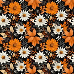 Autumn Flower Seamless Pattern
