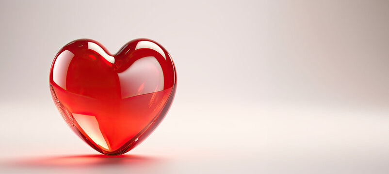 heart on isolated background, love and romance concept, Glassy