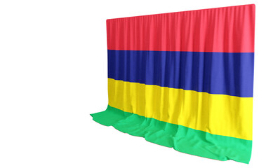 Mauritius Flag Curtain in 3D Rendering Showcasing Mauritius' Cultural Diversity