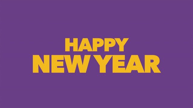 Modern Happy New Year in frame on purple gradient, motion abstract winter holidays, minimalism and promo style background